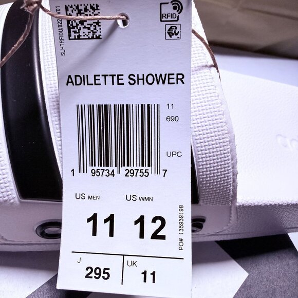 Adidas Unisex Adilette Shower Slides White/Core Black/White US 11 NEW - Picture 5 of 7